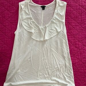 Ann Taylor Cream Ruffle Neck Sleeveless Blouse
